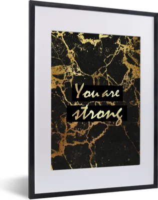 Produktbild von MuchoWow® Gerahmtes Poster Zitat - Motivation - Gold - Marmor 30x40 cm - Poster mit Schwarzem Bilderrahmen Wandposter Rahmen Foto Bilder - Wandposter Schlafzimmer