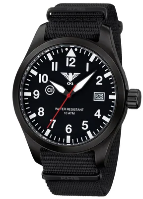 Produktbild von KHS AIRBS.NB Herrenuhr Airleader Black Steel Natoband Schwarz