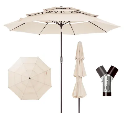 Produktbild von Sonnenschirm Ø300 cm Knickbar, Windfest, 8 Streben, UPF 50+, Kurbel