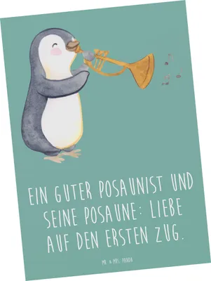 Produktbild von Mr. & Mrs. Panda Postkarte Posaune Liebe - Meeresbrise - Geschenk, Grußkarte, Musikerwitz, Lernen, Fotokarte, Ansichtskarten, Instrument, Musikerspruch, Musik, Spieler