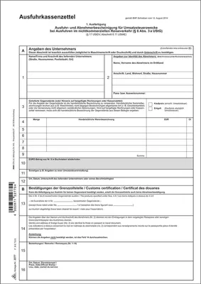 Productafbeelding van 50 exemplaren van RNK Verlag, artikelnummer 2277: exportbonnen / afnemersbewijzen, omzetbelasting, formaat DIN A4, 1 vel met 3 bladen