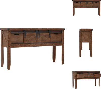 Imagen del producto de vidaXL Mesa auxiliar de madera maciza de pino, 131x35,5x75 cm, color marrón - Mesas auxiliares
