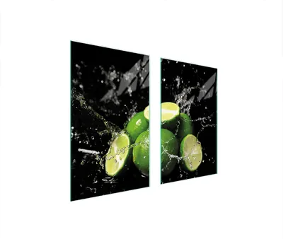 Immagine prodotto di Piastre copri fornelli 2 pezzi 75x52 Copri piano cottura in Vetroceramica tagliere in vetro verde lime