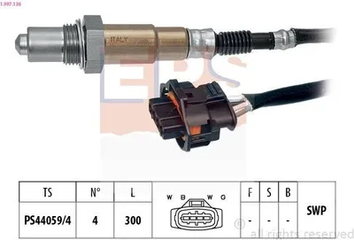 Produktbild von EPS Lambdasonde für OPEL Corsa C Schrägheck (X01) Beheizt Planarsonde 300mm 1.997.136
