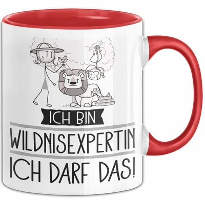 Produktbild von Geschenk für Wildnisexpertin Tasse Lustige Geschenkidee Geburtstag Ich Bin Wildnisexpertin Ich Darf Das (Rot)