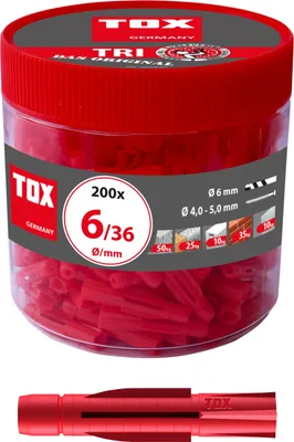 Image de TOX 010260031 TOX TRI 6/36 010260031 Universaldübel Ø 6 mm x 36 mm, 200 St.