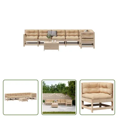 Produktbild von The Living Store 7-tlg. Garten-Lounge-Set mit Kissen Massivholz Kiefer