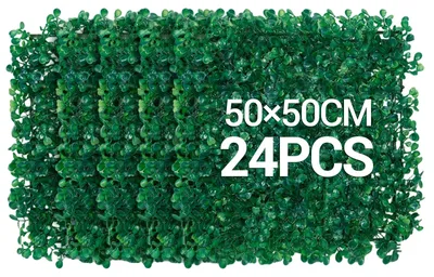 Zdjęcie produktu dla Panele z sztucznego bukszpanu, odporne na promieniowanie UV, łatwy montaż, 50 x 50 cm – 24 sztuki