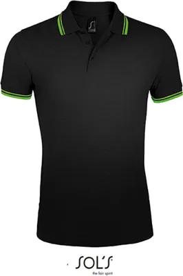 Image de SOLs 00577 | Polo homme Pasadena - Couleur : Noir/Citron vert - Taille : L
