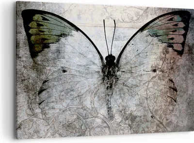 Produktbild von Bild auf Leinwand - Leinwandbild - Schmetterling Abstraktion - 120x80cm - Wand Bild - Wanddeko - Leinwanddruck - Bilder - Kunstdruck - Wanddekoration - Leinwand bilder - Wandkunst - AA120x80-3679