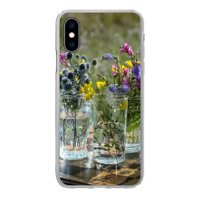 Produktbild von MuchoWow® Handyhülle Schutzhülle Hülle für iPhone X Vase - Blumen - Farben Silikon Softcase Handy Hülle - Handyhülle