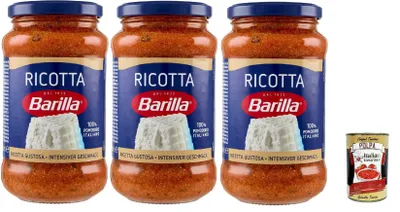 Produktbild von Barilla Ricotta Pasta-Sauce – 3 x 400 g (1,2 kg) | Tomaten & cremige Ricotta – mild, servierfertig, ohne unnötige Zusätze, ideal für Pasta & Lasagne + Italian Gourmet polpa