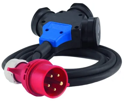 Produktbild von HEDI AK16HK Adapterkabel Drehstrom auf Schuko für Außenbereich 16A 2,5m 5x2,5mm²