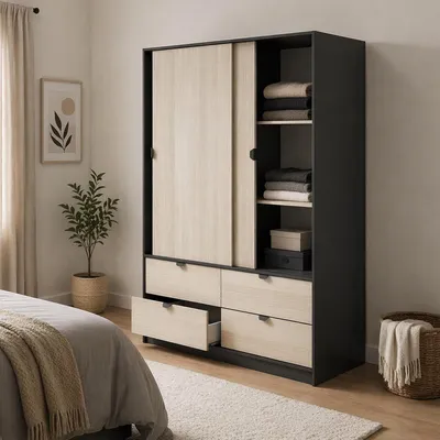 Immagine prodotto di Dmora Guardaroba 2 Ante Pittsfield 60x200h cm Grigio Antracite, Appendiabiti 2 Ante