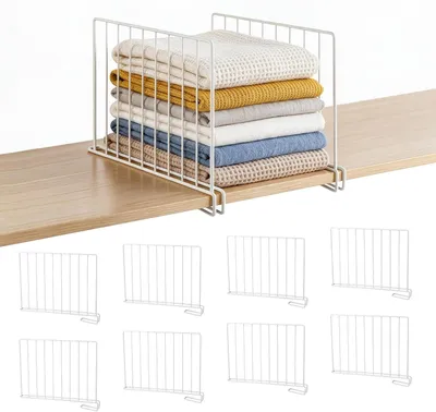 Productafbeelding van Metalen kledingkast - Set van 4 - Plankverdeler - Kastorganizer - Witte