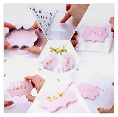 Produktbild von Fondant Alphabet Kuchenstempel Werkzeug mit Tranchierstift und Pinsel zum Backen