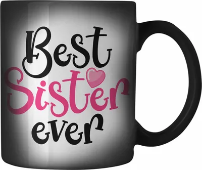 Produktbild von Trendation - Best Sister Ever Farbwechsel Zauber-Tasse Geschenk für Schwester Geschenkidee Beste Schwester Geburtstag (Schwarz)