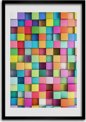 Produktbild von Bild - Bilderrahmen - 50 cm x 70 cm - MDF - Rahmen - Wandkunst Abstraktionsquadrate