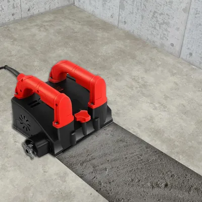 Obrázek produktu pro Elektrická fréza na stěny – fréza na beton – výkon 1200 W – šířka frézování 16 cm – otáčky 3000 ot./min – napětí 220 V 50 Hz – bezprašná – červená