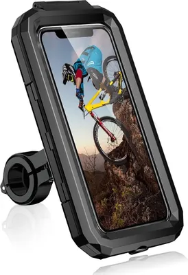 Produktbild von Universal-Halterung für Telefon, Motorrad, wasserdicht, für Fahrrad, 360 ° drehbar, Halterung für Smartphone, Motorrad, Scooter, abnehmbar, für Smartphone mit 5,5 – 6,8 Zoll (L)