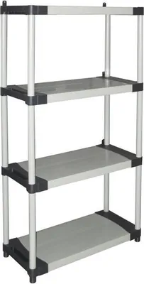 Produktbild von Kunststoffregal TOOD, 4 Böden, 80 kg Traglast pro Boden, 80x40x168 cm, Schwarz/Grau