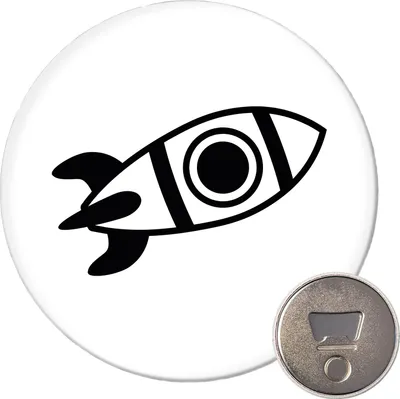 Produktbild von Huuraa Magnet Rakete Raumschiff 59mm Kühlschrankmagnet rund Flaschenöffner Geschenkidee