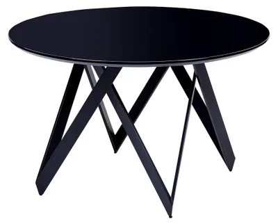 Produktbild von Runder Esstisch schwarz glänzend 120 cm MDF-Platte Stahl für das Esszimmer