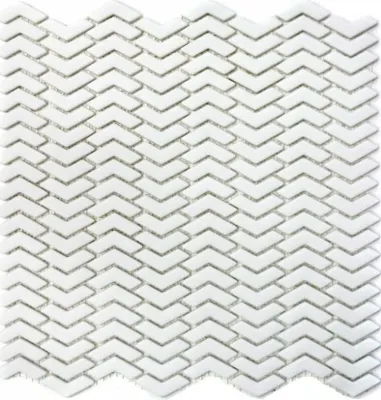 Produktbild von Mosaik Fliese ECO Recycling GLAS Fischgrät Enamel weiß matt MOS140-HB37W_f | 10 Mosaikmatten