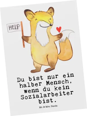 Produktbild von Mr. & Mrs. Panda Postkarte Sozialarbeiter Herz - Weiß - Geschenk, Grußkarte, Ansichtskarte, Ansichtskarten, Fotokarte, Postkarten