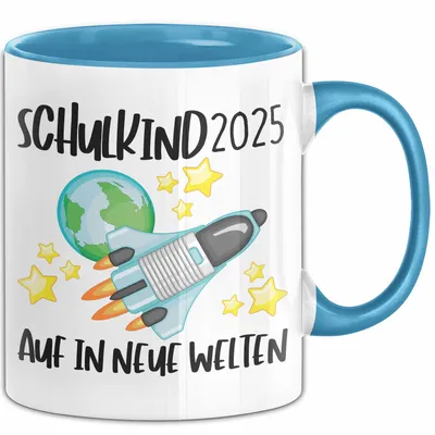 Produktbild von Trendation - Schulkind 2022 Einschulung Mädchen Junge Geschenk Schultüte Tasse Schulstart 1 Schultag Schuleinführung Schulanfang Geschenkidee Lustig (Blau)