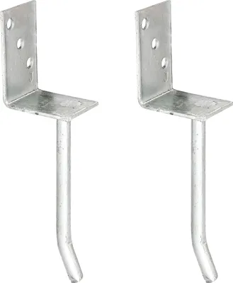 Immagine prodotto di Supporti per pali Alberts 2 x L con ancoraggio in acciaio tondo per calcestruzzo, 80x104 mm, ancoraggio da 20 mm, zincati a caldo, da incassare nel calcestruzzo