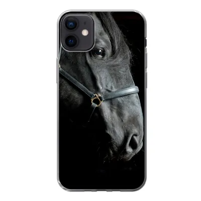 Produktbild von MuchoWow® Handyhülle Schutzhülle Hülle für iPhone 12 mini Pferd - Leicht - Schwarz Silikon Softcase Handy Hülle - Bild