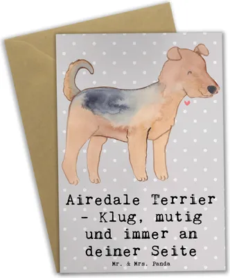 Produktbild von Mr. & Mrs. Panda valentinstagskarte Airedale Terrier - Grau Pastell - Geschenk, weihnachtskarten, Hunderassen Beschreibung, Hunderasse, an deiner Seite, Jagdhund