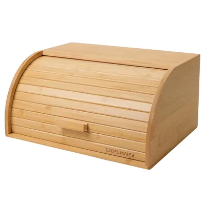 Produktbild von Bambus Brotkasten mit Rolldeckel 37x27x18cm, aromadicht, geruchstral, platzsparende Küchenaufbewahrung