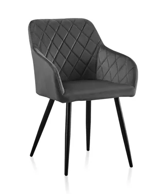 Produktbild von CLIPOP 1er Set Esszimmerstuhl, Samtküchenstuhl, Polster Sessel mit Rückenlehne, Grau