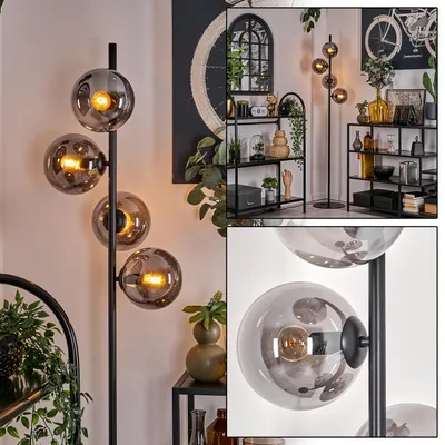 Produktbild von Fossobiubo Stehlampe aus Metall/Glas in Schwarz/Rauchfarben
