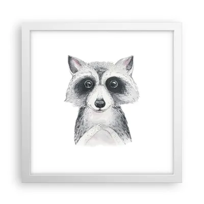 Produktbild von Gerahmtes Poster - Weißer Rahmen - Waschbär Bild Kinder - 30x30 cm - Wand Bild - Wanddeko - Wandbilder - Kunstposter - Wandposter - Bilderrahmen - Bilder - Kunstdruck - P2WAC30x30-4607