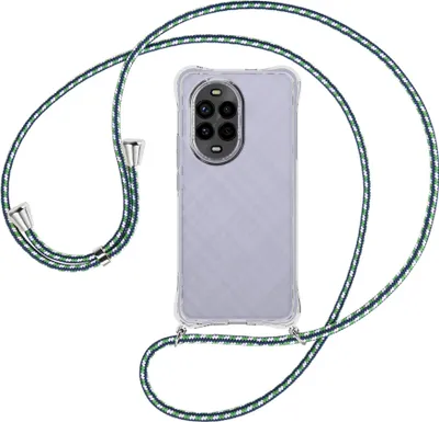Produktbild von Handykette Backcover-Schutzhülle mit Band (Metall silberfarben) für Huawei Nova 13 Pro 5G - grün/blau/weiß