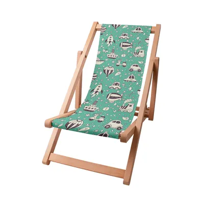 Image de Dreamroots Chaise longue en bois pour enfants, bois de hêtre jusqu'à 130 kg, Chaise longue pliable avec dossier inclinable en 3 positions, Vintage Car