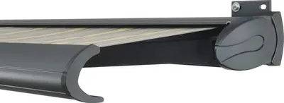 Produktbild von SOLUNA Kassettenmarkise Exclusiv 5,5x2,5 Stoff Dessin 320477 Gestell RAL 7016 anthrazitgrau Antrieb rechts inkl. Motor u