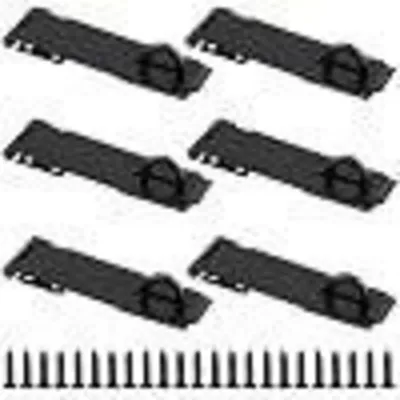 Image de Cadenas à loquet, lot de 6, 15,9 x 3,9 cm, noir, en acier inoxydable. Verrou de sécurité pour portes, armoires, etc