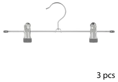 Zdjęcie produktu dla 5five Simply Smart zestaw 3 wieszaków na ubrania z metalowymi klipsami, metal, tworzywo PVC, kolor srebrny, 116524