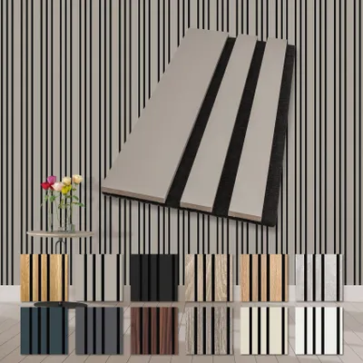 Produktbild von HEXIM Akustikpaneele Holz Musterstück Mila - flexible Wandpaneele Wanddeko Holzpaneele Wand Kombipaneel Wandverkleidung innen Schalldämmung Akustikfilz grau Sandgrey