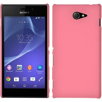 Produktbild von PhoneNatic Case kompatibel mit Sony Xperia M2 - Hülle rosa gummiert Hard-case + 2 Schutzfolien