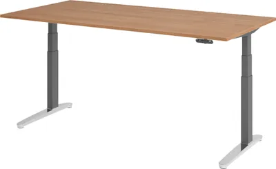 Produktbild von bümö Schreibtisch elektrisch XBHM - Nachbildung: Nussbaum, Größe:  200 x 100 cm, Gestell: Graphit/Alu poliert