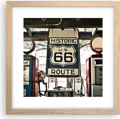 Produktbild von Gerahmtes Poster - Rahmen in heller Eiche - Straße alt 66 USA - 30x30 cm - Wand Bild - Wanddeko - Wandbilder - Wandposter - Bilderrahmen - Bilder - Kunstdruck - Wandbild - P2NAC30x30-3573