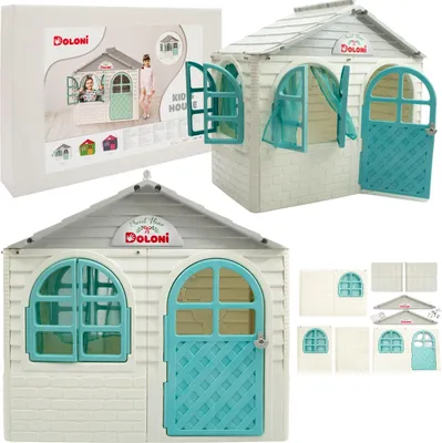 Produktbild von Kinder-Gartenhaus mit Vorhängen, Modell 02550/15 - Sicherer Spielplatz mit CE|EN 71-Zertifikat, neues Produkt in polnischer Sprache