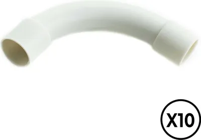Obrázek produktu pro 90° ohnutá PVC objímka ø 20 mm, šedá, 10 kusů.