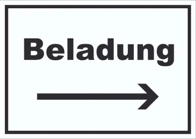 Produktbild von Beladung Schild mit Text und Richtungspfeil rechts Transport Fracht waagerecht A5 (148x210mm)