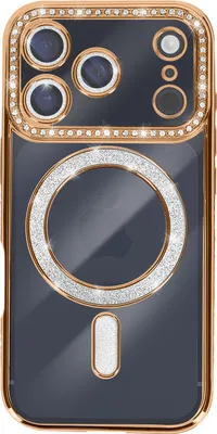 Image de Avizar, coque iPhone 17 Pro compatible MagSafe avec bordures en strass, or